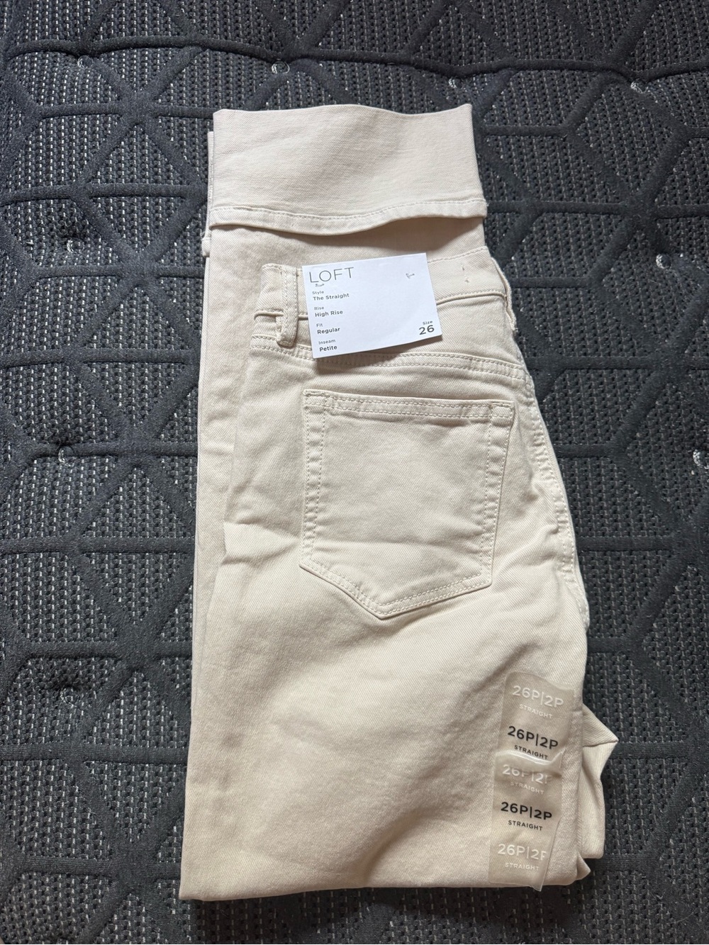 LOFT High-Rise Regular Straight Jeans in Cream Neutral Petite